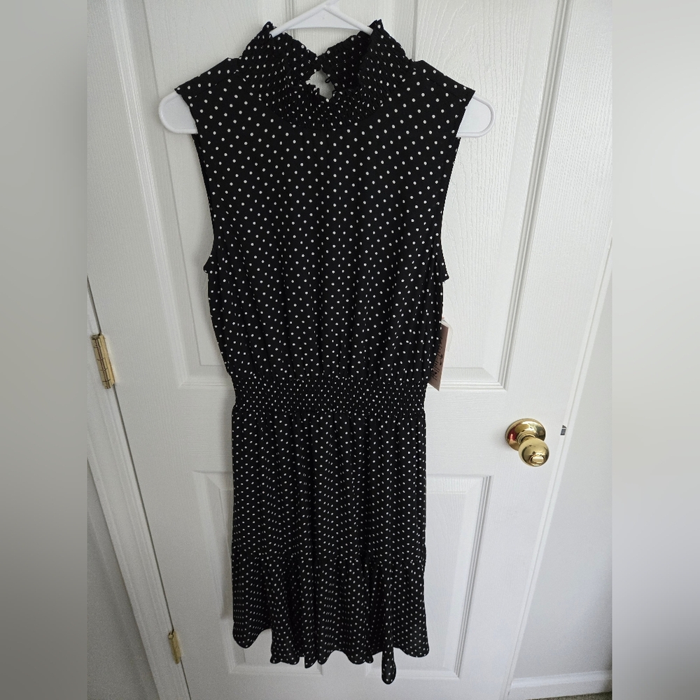 Polka dot black dress, size 10